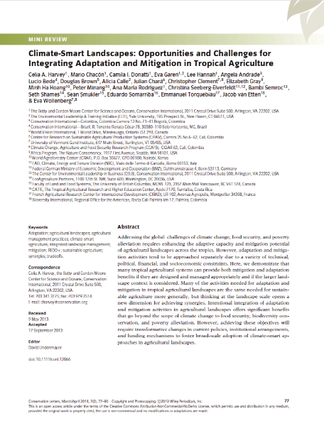 Climate-Smart Landscapes - Opportunities and challenges for integrating adaptation and mitigation in tropical agriculture Climate-Smart Landscapes - Opportunities and challenges for integrating adaptation and mitigation in tropical agriculture