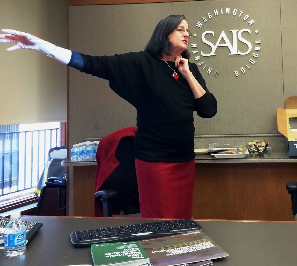 Sara Scherr speaks with Johns Hopkins Students