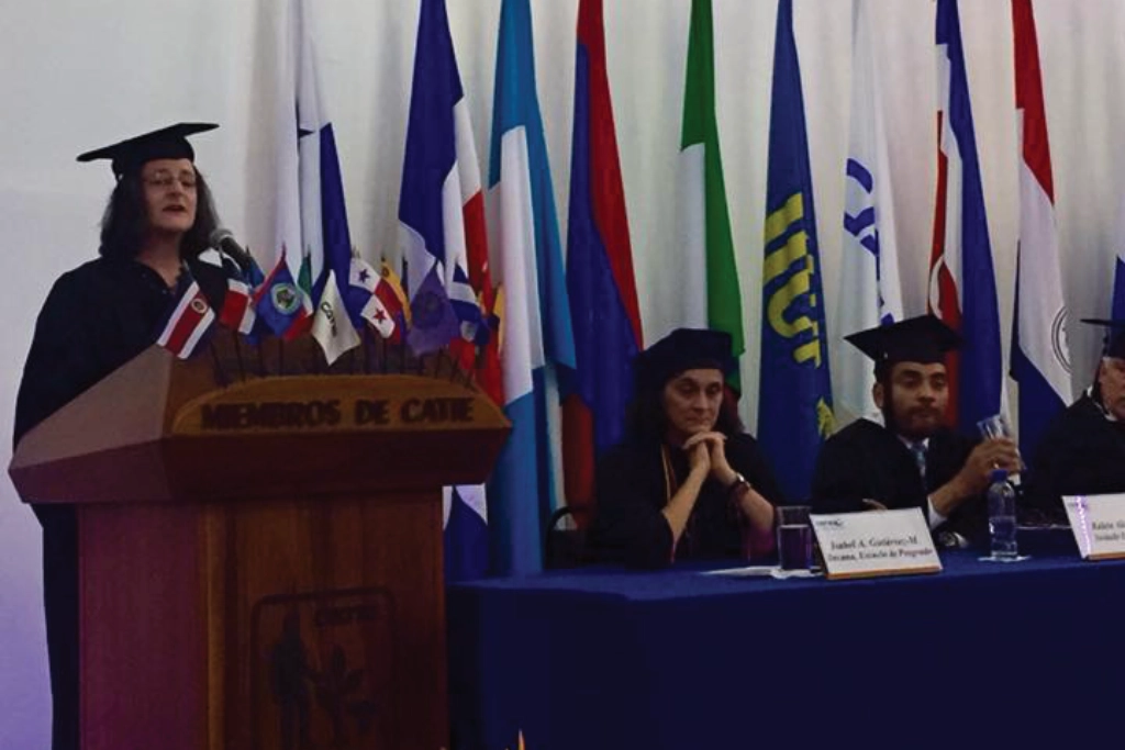 Sara Scherr at a CATIE graduation Sara Scherr at a CATIE graduation