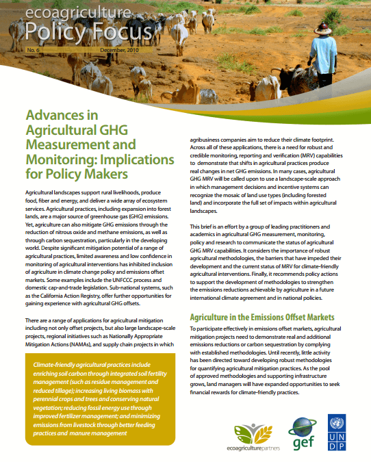 Advances in Agricultural GHG Measurement and Monitoring: Implications for Policy Makers