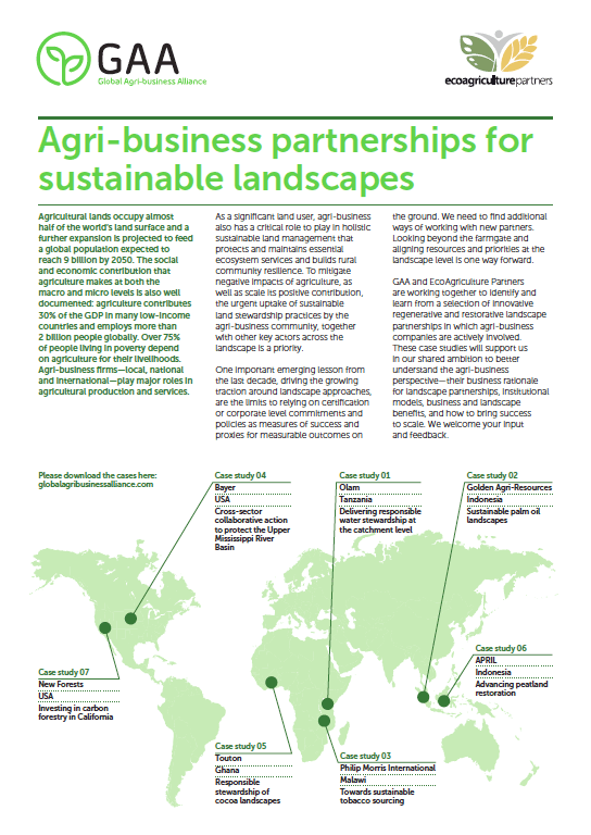 Agri-business partnerships for sustainable landscapes - case studies