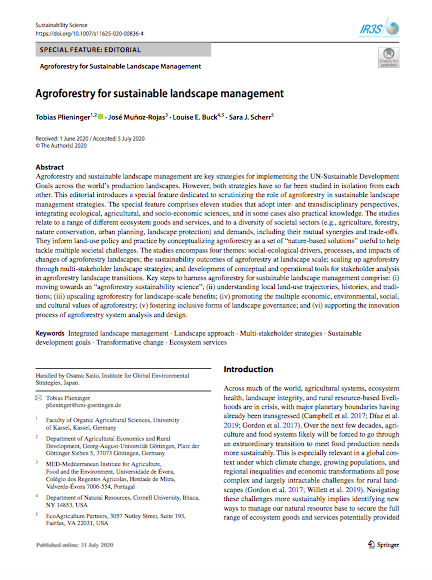 Agroforestry for sustainable landscape management