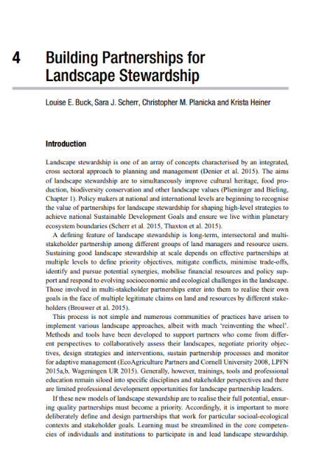Building Partnerships for Landscape Stewardship