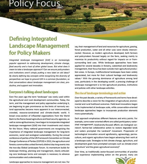 Defining Integrated Landscape Management for Policy Makers