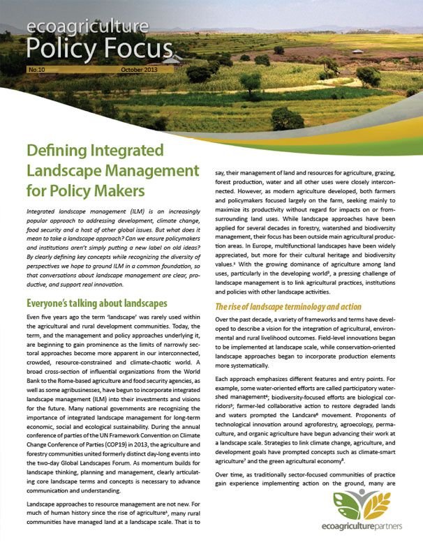 Defining Integrated Landscape Management for Policy Makers Defining Integrated Landscape Management for Policy Makers