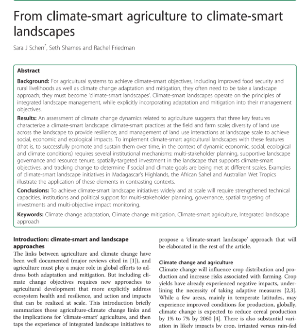 From Climate-Smart Agriculture to Climate-Smart Landscapes