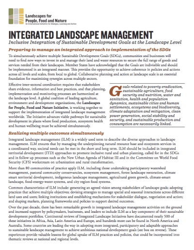 Integrated Landscape Management - The Means of Implementation for the Sustainable Development Goals Integrated Landscape Management - The Means of Implementation for the Sustainable Development Goals