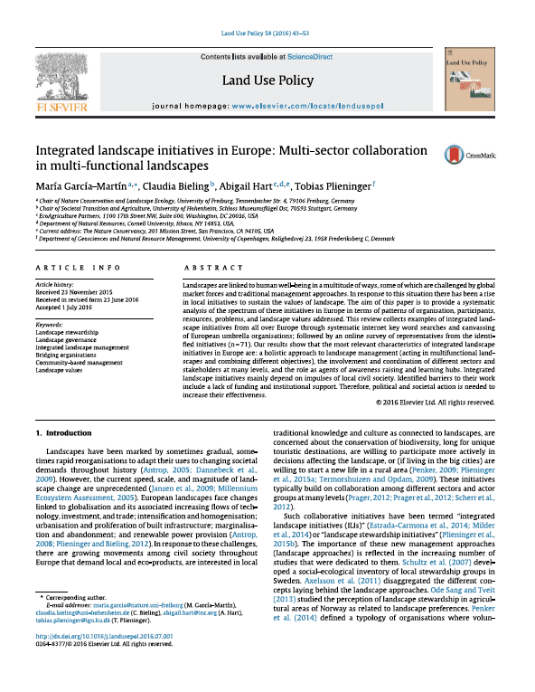 Integrated landscape initiatives in Europe Integrated landscape initiatives in Europe