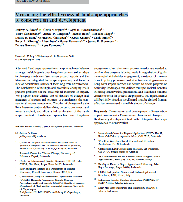Measuring the effectiveness of landscape approaches to conservation and development