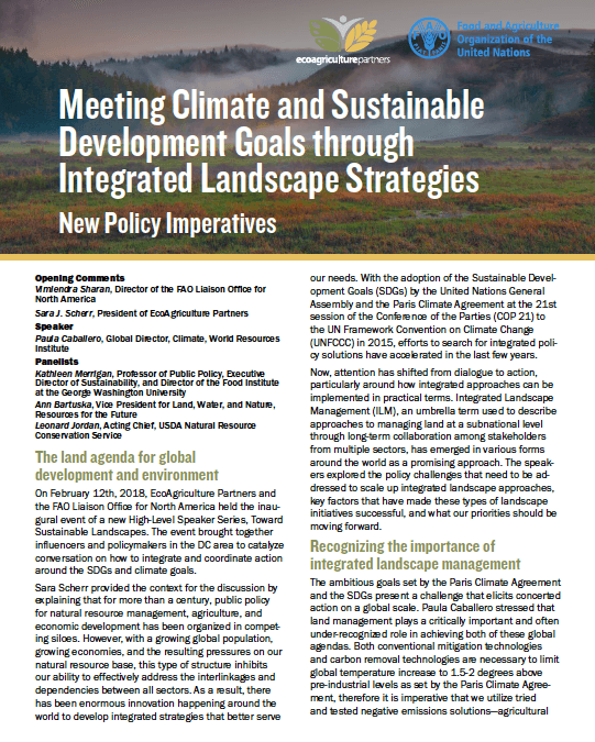 Meeting Climate and Sustainable Development Goals through Integrated Landscape Strategies