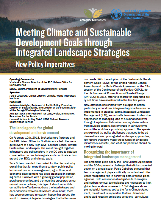 Meeting Climate and Sustainable Development Goals through Integrated Landscape Strategies