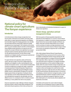 National Policy for Climate-smart Agriculture The Kenya Experience National Policy for Climate-smart Agriculture The Kenya Experience