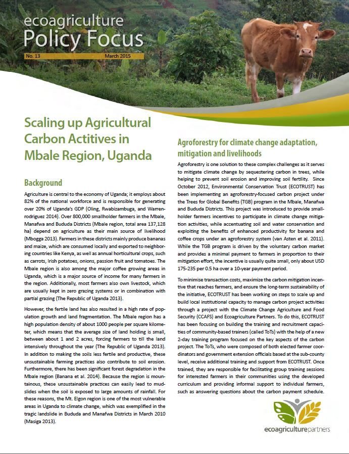 Scaling up Agricultural Carbon Activities in Mbale Region, Uganda Scaling up Agricultural Carbon Activities in Mbale Region, Uganda