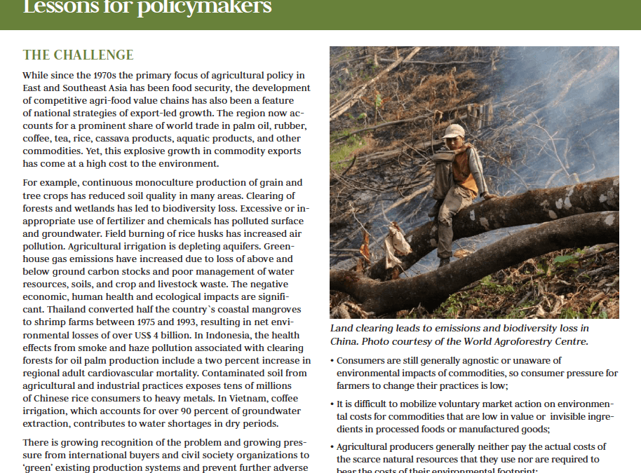 Steps Toward Green: Policy on Greening Commodity Agriculture in East and Southeast Asia