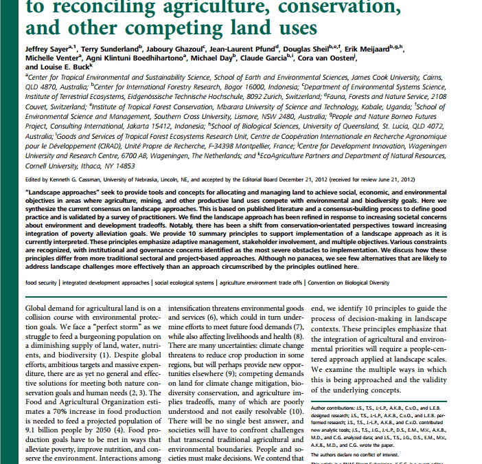 Ten principles for a landscape approach to reconciling agriculture, conservation, and other competing land uses