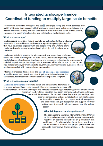 Integrated landscape finance Coordinated funding to multiply large-scale benefits Cover Image